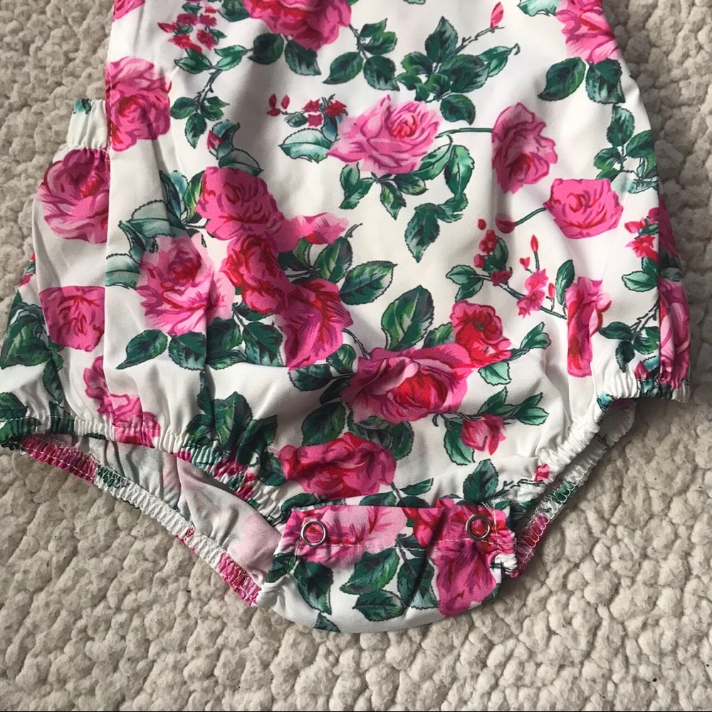 Pink and White Floral Onesie - Picture 3 of 4